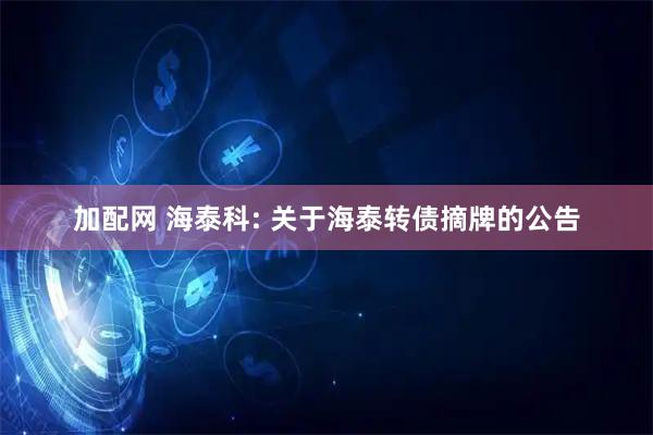 加配网 海泰科: 关于海泰转债摘牌的公告