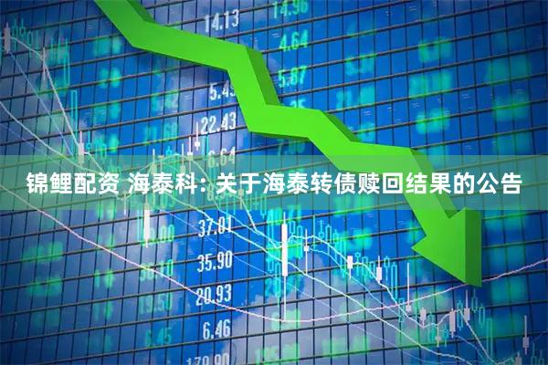 锦鲤配资 海泰科: 关于海泰转债赎回结果的公告